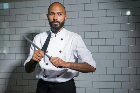 Chef Honing a German Steel Chef Knife