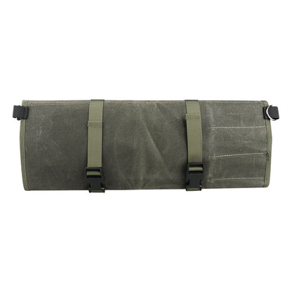 Wanderlust Canvas Knife Roll Travel Knife Holder rolled up on a white background